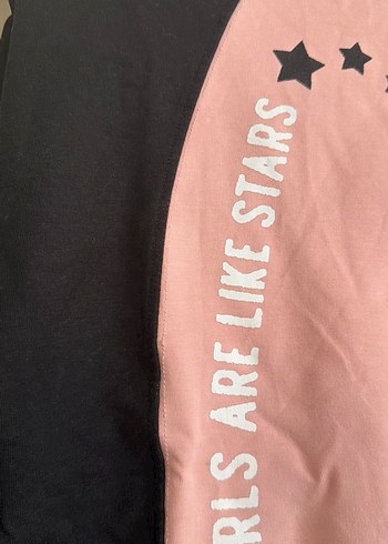 Pembe Siyah Baskılı Kız Sweatshirt - Görsel 2