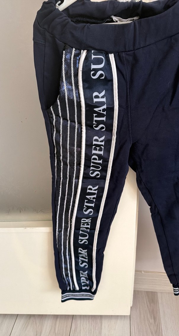 Kız Çocuk Mavi Baskılı Rahat Eşofman - Görsel 2