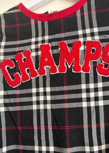 Kız Çocuk Kırmızı Ekoseli  Detaylı Elbise - Görsel 2