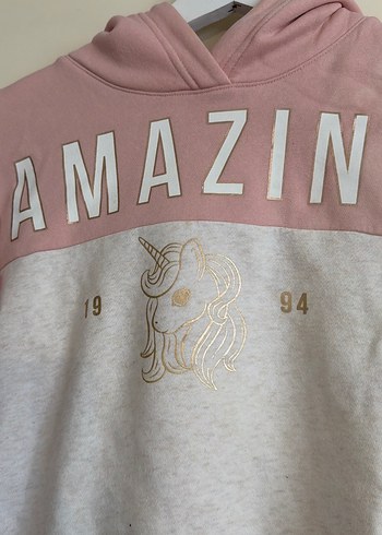 Kız Çocuk Kapüşonlu Sweatshirt Pembe - Görsel 2