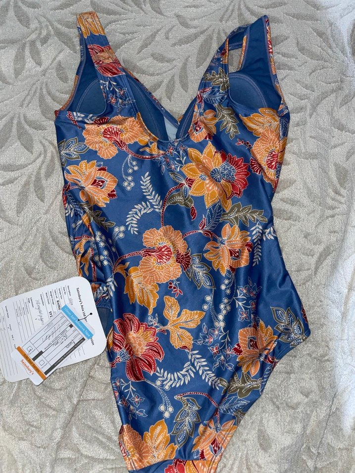 Mavi Çiçek Desenli Bohem Kadın Mayo - Görsel 2