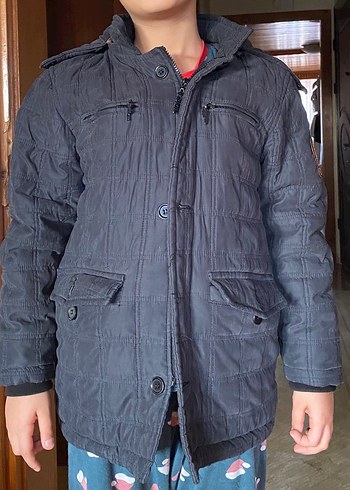 Erkek Çocuk Gri Düğmeli Kaban - Görsel 2