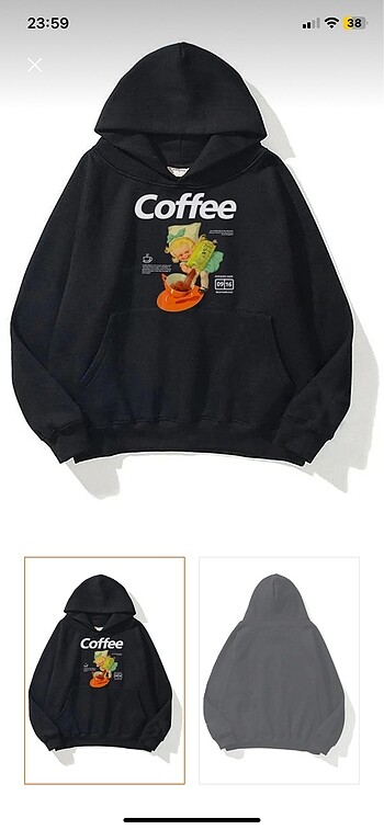 Trendiz Unisex Coffee Siyah Sweatshirt Hoodie