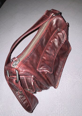 Beden bordo Renk distressed vişne çürüğü kol çantası
