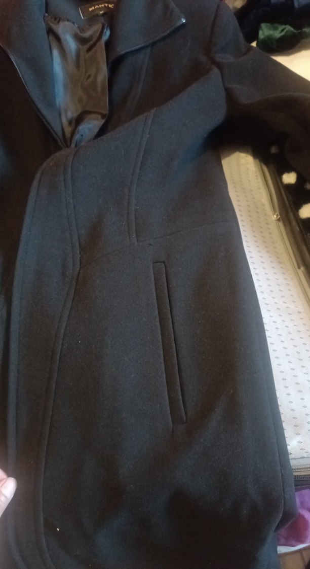 Siyah Uzun Düğmeli Mante Siyah Manto - Görsel 5