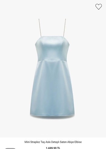 Mini Straplez Taş Askılı Saten Abiye Elbise - Görsel 3