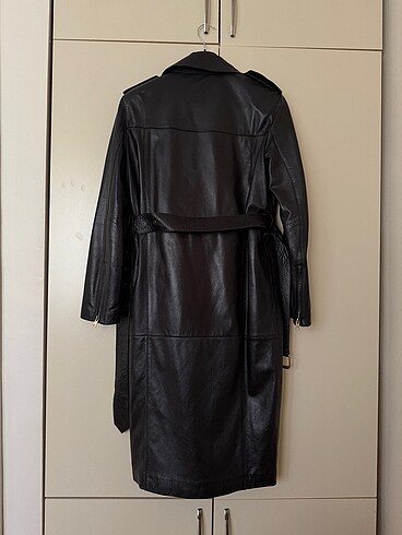 s Beden siyah Renk Massimo Dutti Deri Uzun Biker Ceket