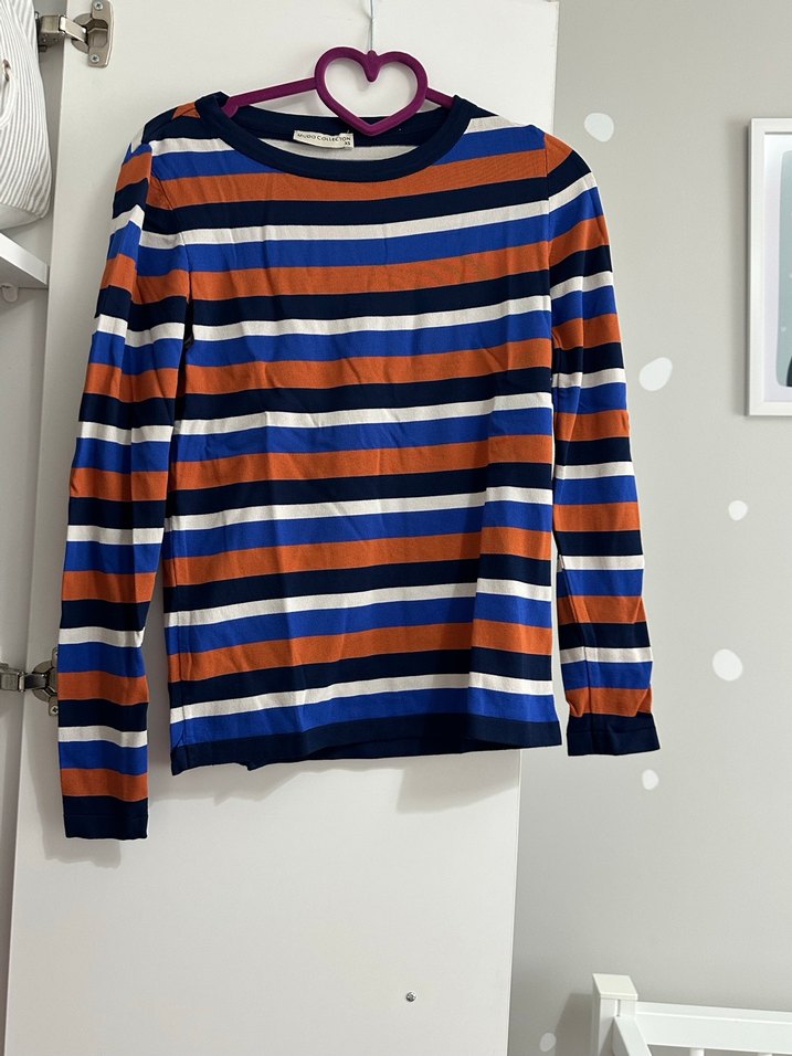 Çizgili Pamuklu Uzun Kollu Bluz - Görsel 3