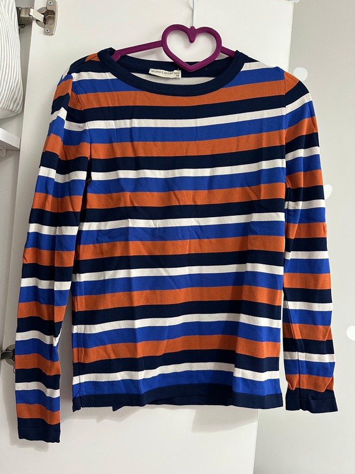 Çizgili Pamuklu Uzun Kollu Bluz - Görsel 2