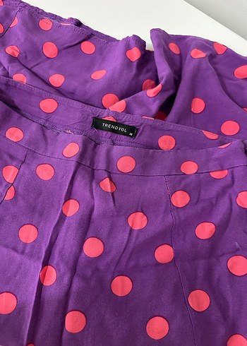 Mor Puantiyeli Midi Etek - Görsel 3