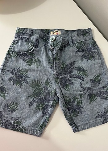 Koton Kids Gri Desenli Dugmeli Erkek Denim Sort