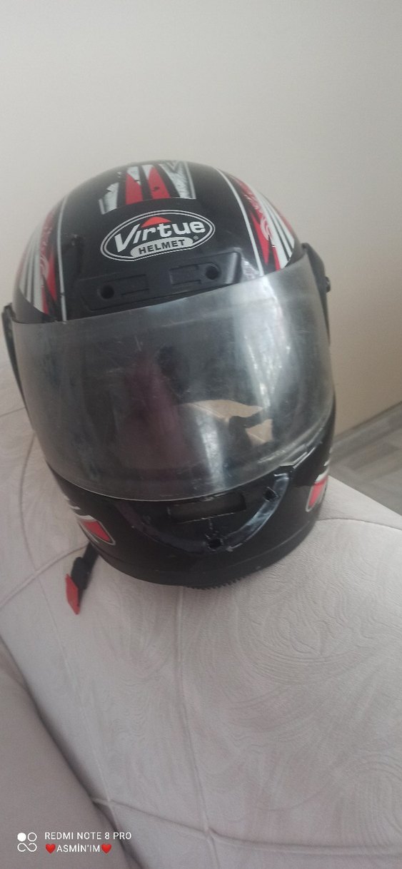 Siyah Baskılı Biker Motosiklet Kaskı - Görsel 2