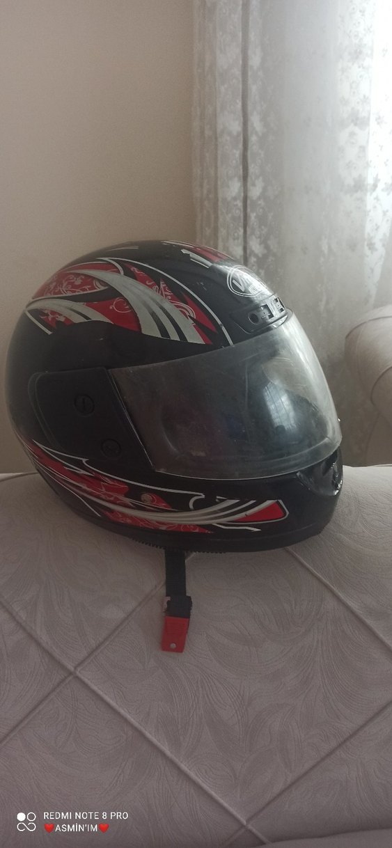 Siyah Baskılı Biker Motosiklet Kaskı - Görsel 3