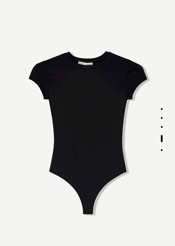Siyah Yüksek Yakalı Kısa Kollu Bodysuit - Görsel 2