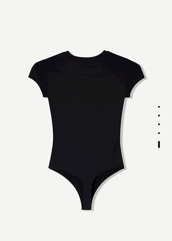 Siyah Yüksek Yakalı Kısa Kollu Bodysuit - Görsel 3
