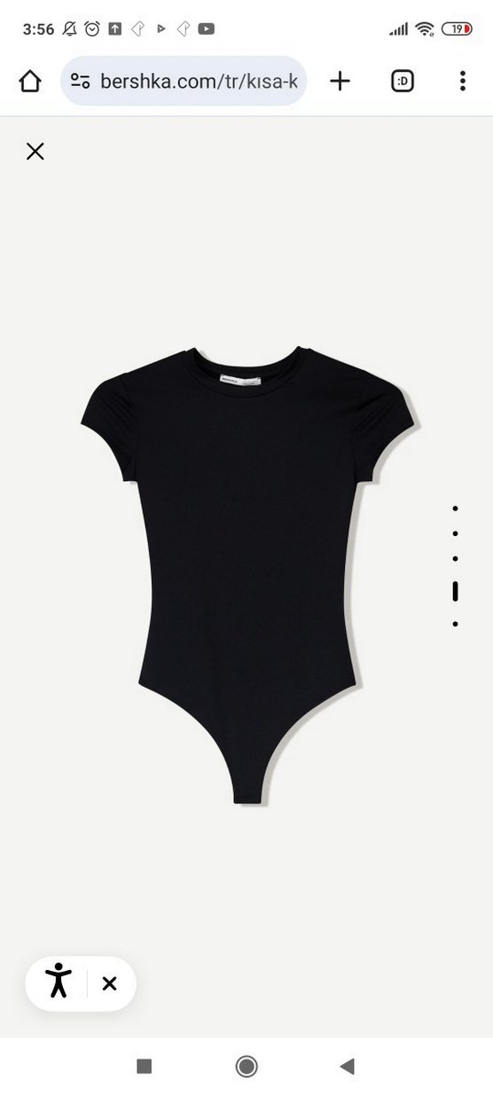 Siyah Yüksek Yakalı Kısa Kollu Bodysuit - Görsel 2