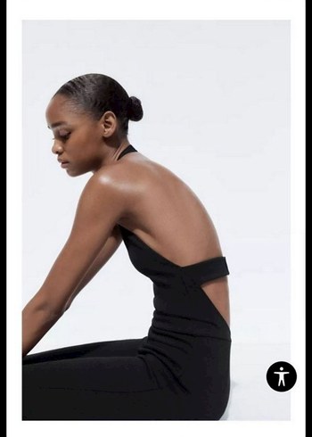 Kadın Siyah Yüksek Yakalı Midi Tulum - Görsel 2