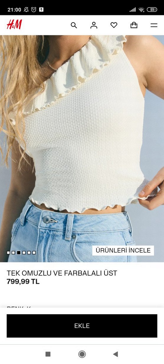 Beyaz Fırfırlı Tek Omuz Bluz - Görsel 3