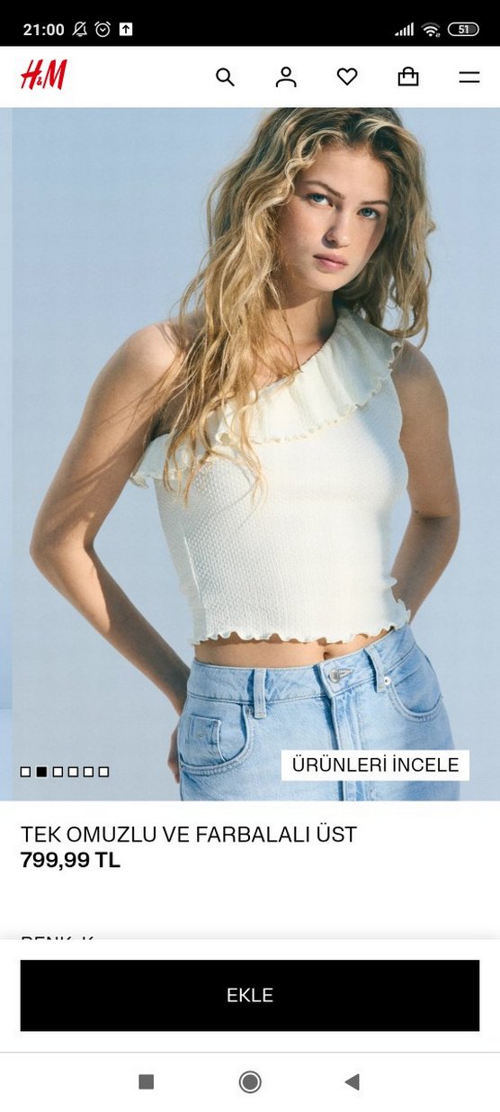 Beyaz Fırfırlı Tek Omuz Bluz - Görsel 4