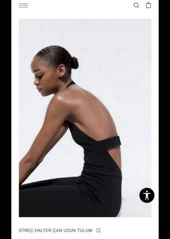 Siyah Streç Halter Uzun Tulum - Görsel 2