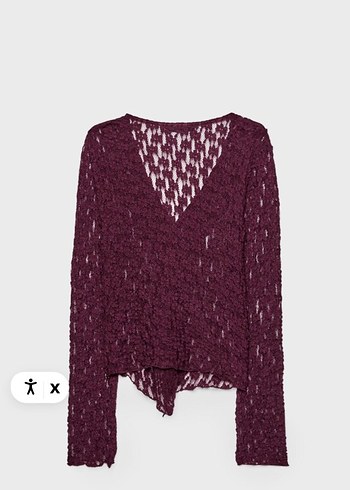 Bordo V Yaka dantel Kadın Hırka - Görsel 2