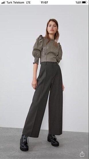 Zara ekoseli bol pantolon