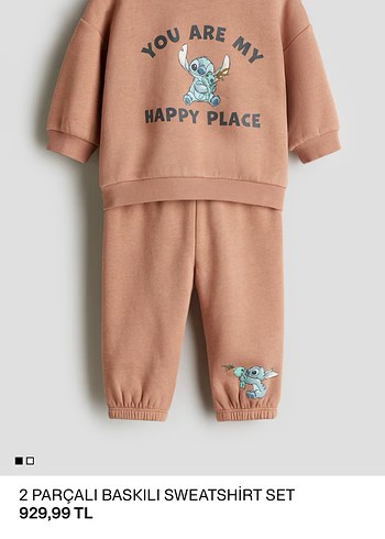 H&M Erkek Çocuk Bej Baskılı İki Parça Sweatshirt Takım