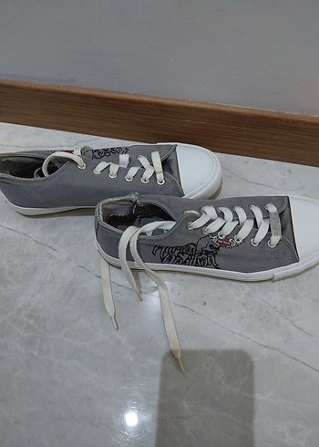 Harley Davidson Gri Bagcikli Dusuk Bilekli Sneaker Spor Harley