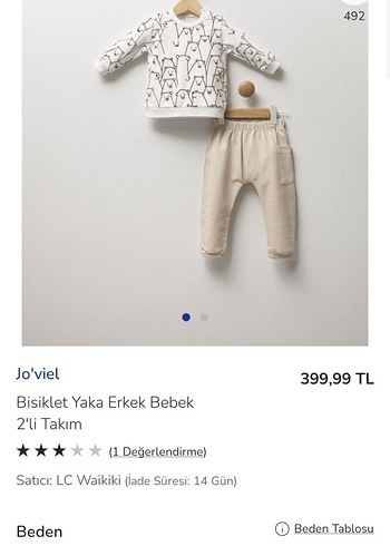Jo'viel Erkek Bebek Bisiklet Yaka 2'li Takım