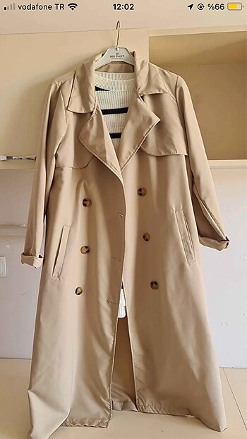 TrençkotBej oversize uzun