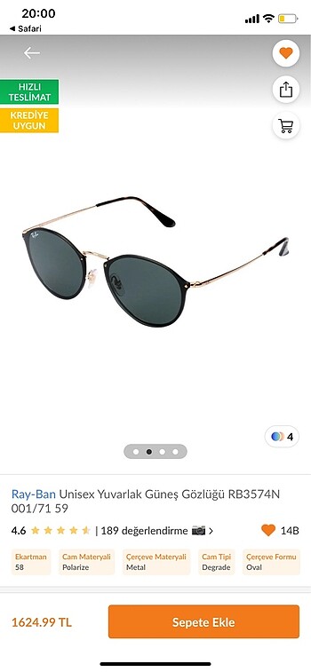 ray-ban güneş gözlüğü