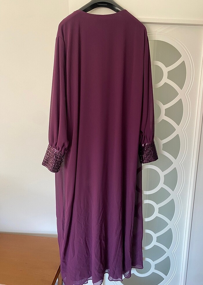 büyük beden mor  elbise - Görsel 3