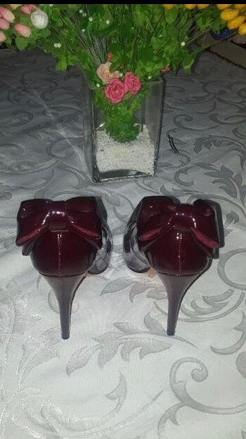 38 Beden bordo Renk Bordo rugan fiyonklu stiletto ayakkabı