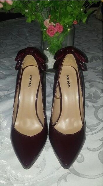 38 Beden Bordo rugan fiyonklu stiletto ayakkabı