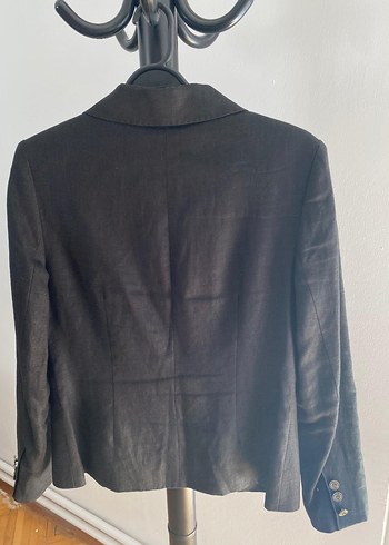 Diğer Siyah Kadın Düğmeli Midi Blazer Ceket