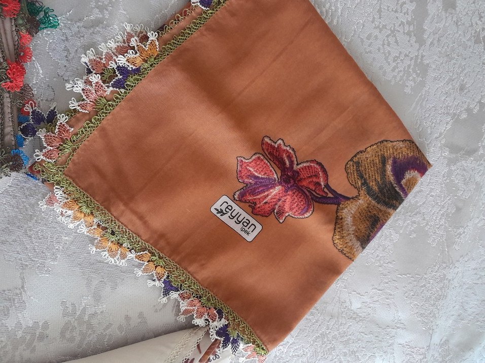 igne oyali Kahverengi Bohem Kadın yazma - Görsel 3