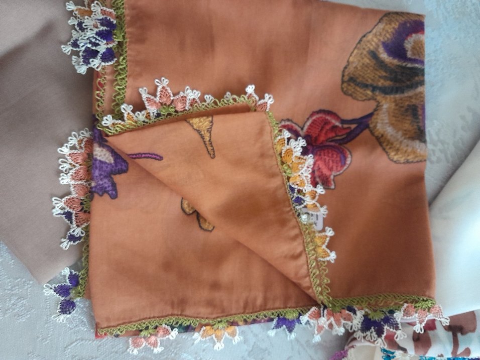 igne oyali Kahverengi Bohem Kadın yazma - Görsel 2