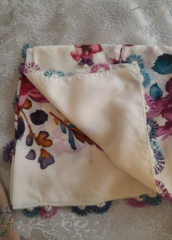 igne oyasi reyyan Dantel Kenarlı Çok Renkli Bohem Kadın Fular - Görsel 2