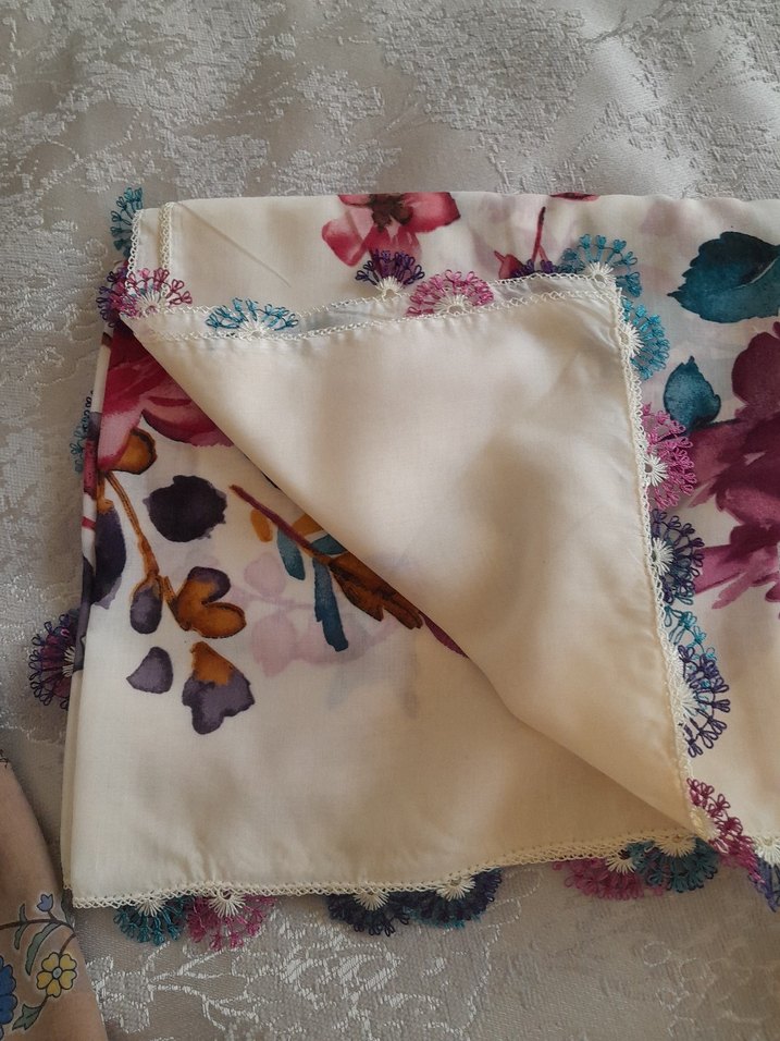 igne oyasi reyyan Dantel Kenarlı Çok Renkli Bohem Kadın Fular - Görsel 2