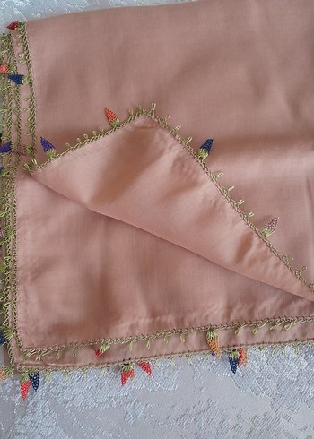 igne oyali reyyan yazma Bej Dantel Detaylı Kadın Fular - Görsel 3