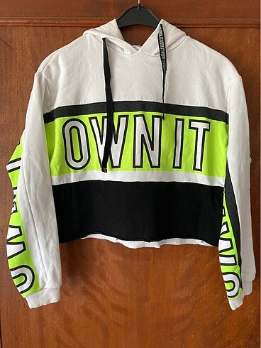 Genç kız kapüşonlu crop sweatshirt kız çocuk