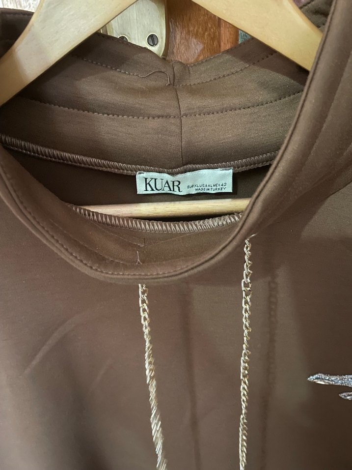 Zincir Detaylı Kahverengi Kadın Sweatshirt - Görsel 2