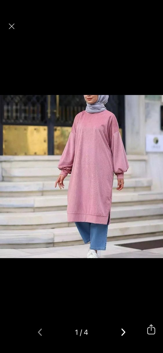 Pembe Uzun Kollu Salaş Kadın Tunik - Görsel 2