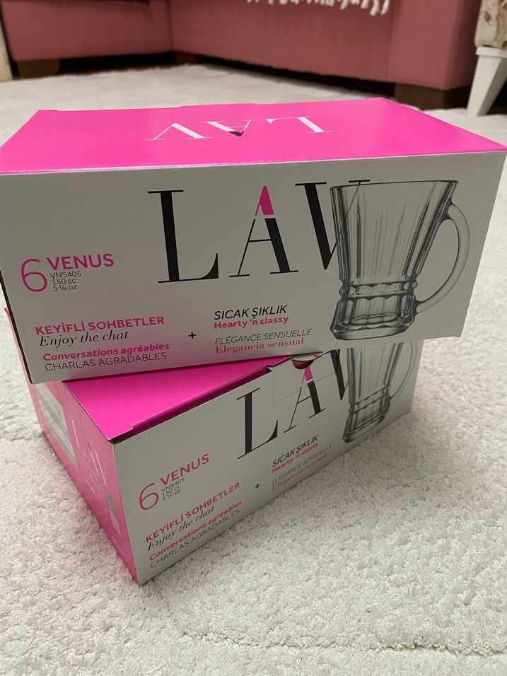 LAV Pembe Kutulu 6 lı Cam Kupa Seti - Görsel 2