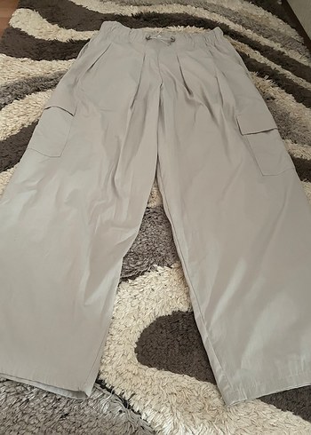 Kadın Bej Rahat Kesim Pilili Kumaş Pantolon - Görsel 3