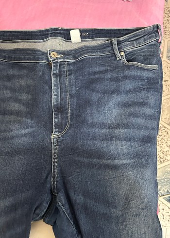 52 Beden lacivert Renk Kadın Lacivert Bol Kesim Midi Kot Pantolon