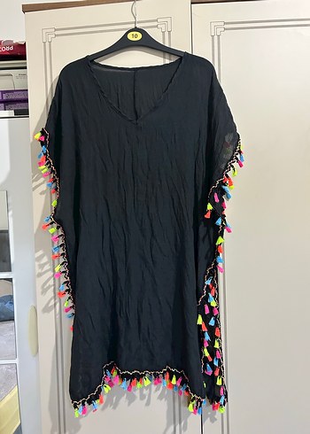 Renkli Püsküllü Bohem V Yaka Midi - Görsel 3