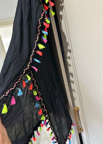 Renkli Püsküllü Bohem V Yaka Midi - Görsel 7