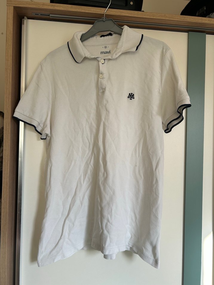 Beyaz Erkek Polo Yaka Tişört - Görsel 2