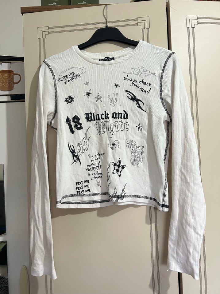 Uzun Kollu Baskılı Deri Bluz - Görsel 5